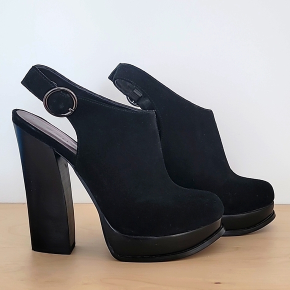 Michael Sable Black Suede Platform Heels Size 7 - Picture 2 of 7